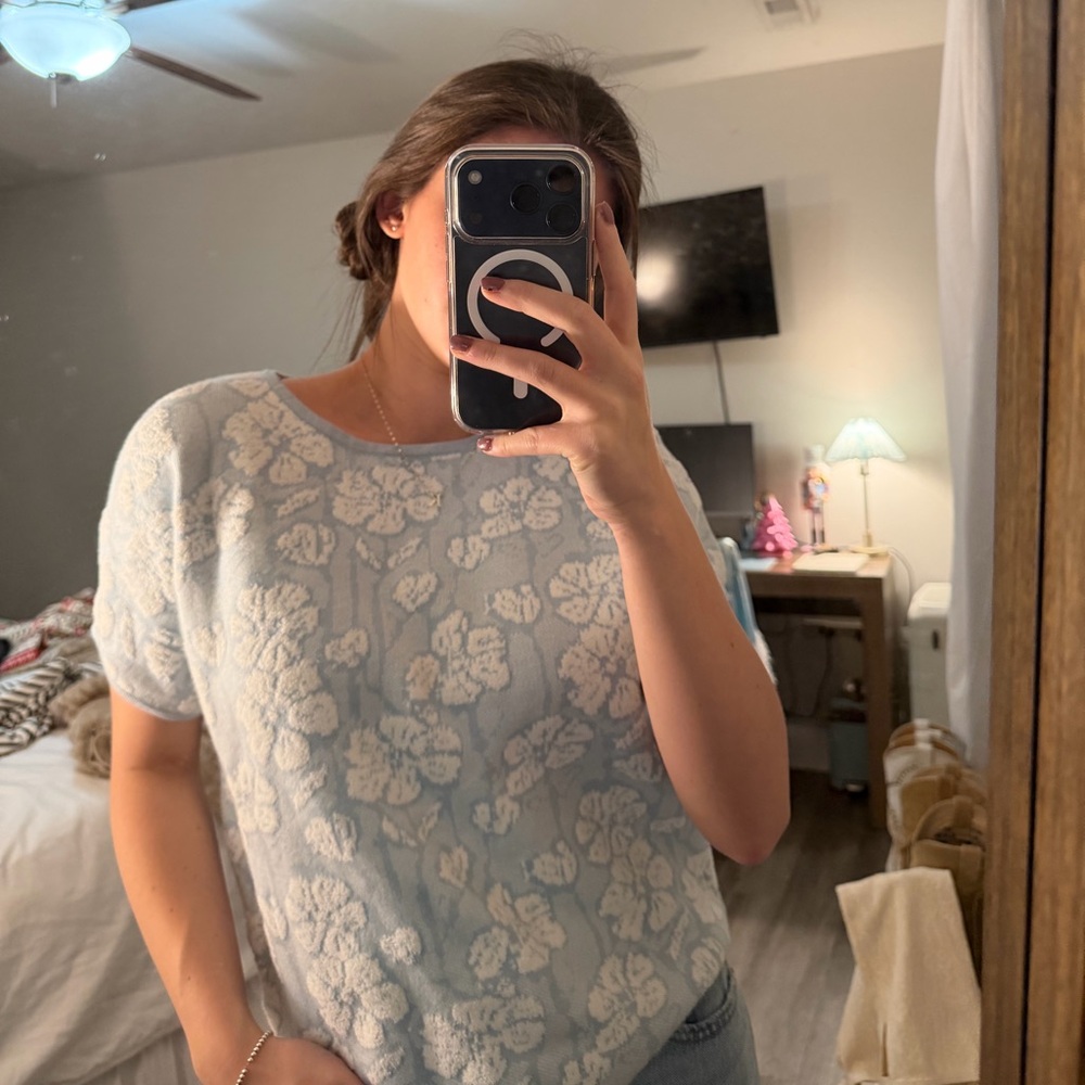 Cynthia Rowley Light Blue Floral Blouse
